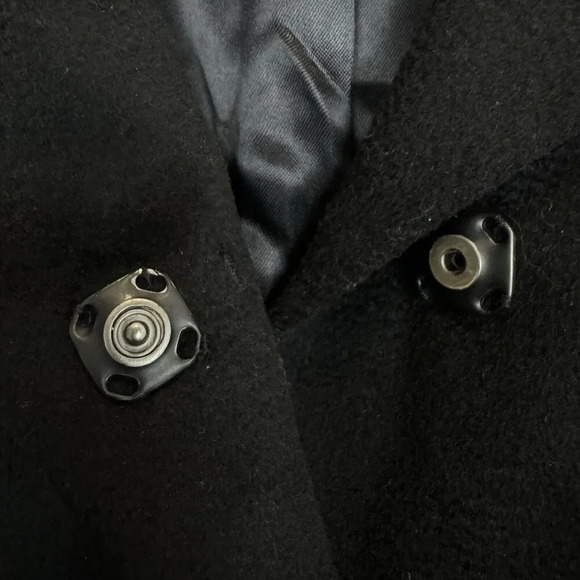 Marina Rinaldi Wool Pea Coat 23 US 14 Long Duster Black High Collar Belted Maxi - Picture 5 of 11